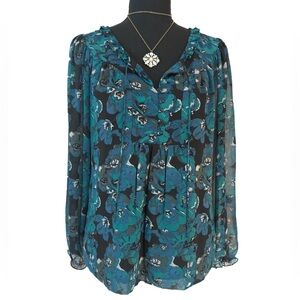 A NEW APPROACH ~ Women’s long sleeve fully lined black/teal color top size MP